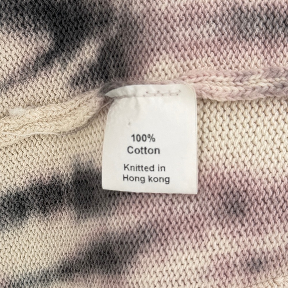 CYNTHIA ASHBY Frank Tie Dye Cardigan Women Medium Cream Gray Open Front Sweater - Picture 9 of 13